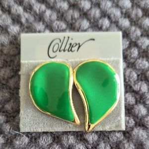 Vibrant Green and Gold Leaf Earrings